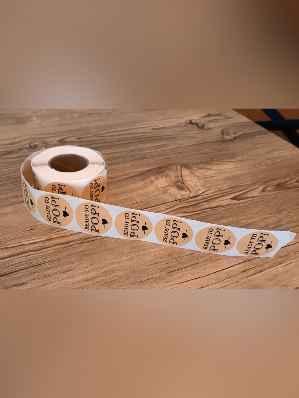 Gold 'Ready to Pop!' Round Stickers Roll - Home Design Labels